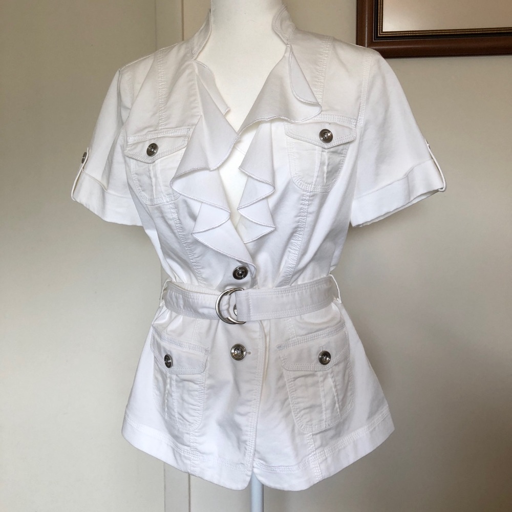 White House Black Market White Short Sleeve Jacket